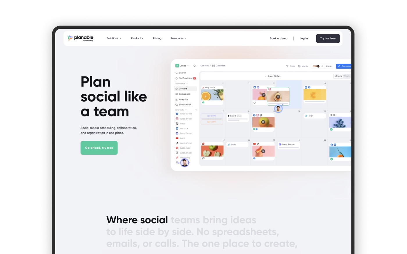Planable marketing site