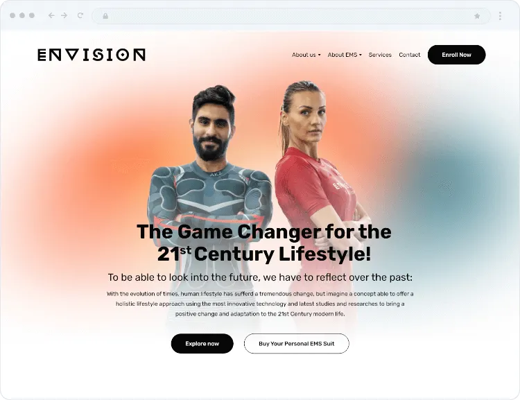 The Envision fitness website we built